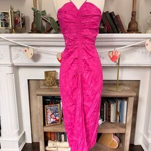NWT Rebecca Vallance Theresa Center Ruched Jacquard Midi Dress